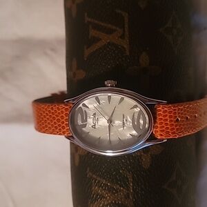 Activa By Invicta Swiss Watch Mother‎ of Pearl Orange Reptile Embossed Band